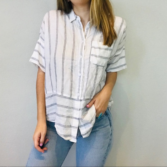 Athleta Tops - Athleta striped linen button down flowy top